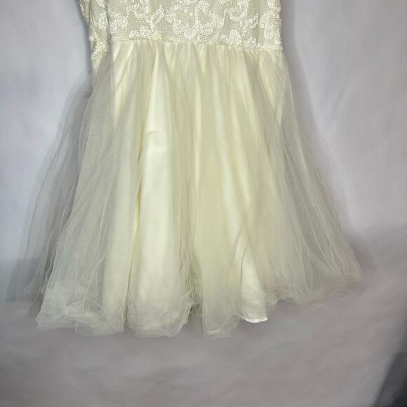 Windsor Cream Lace Tulle Dress, Sleeveless Fit & Flare Formal Party L - Picture 10 of 11